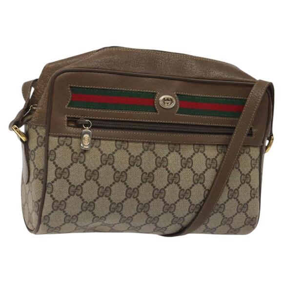 GUCCI GG Supreme Web Sherry Line Bag Pvc Beige Gold 72 02 088 - Picture 1 of 16